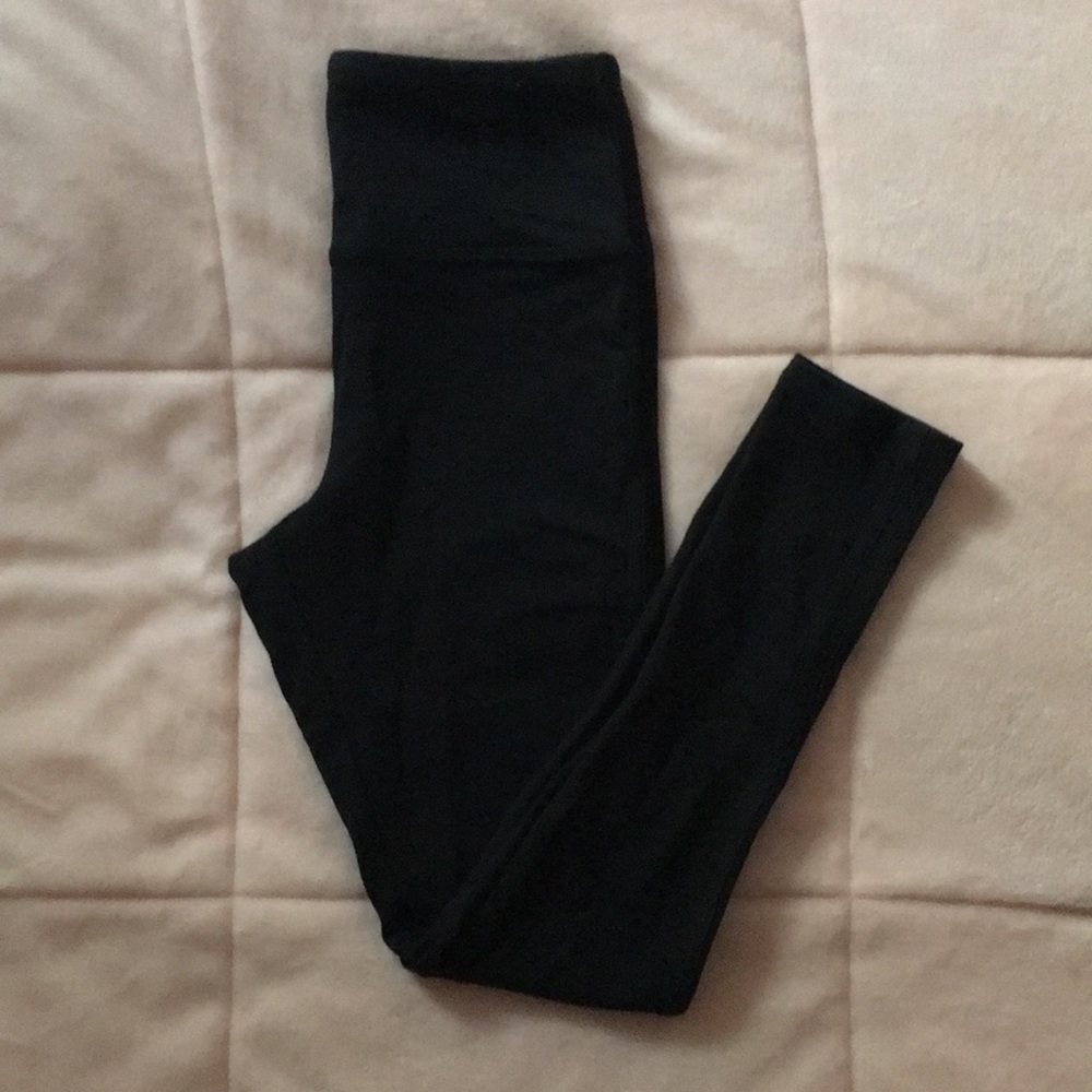 High waisted black leggings with stripe
